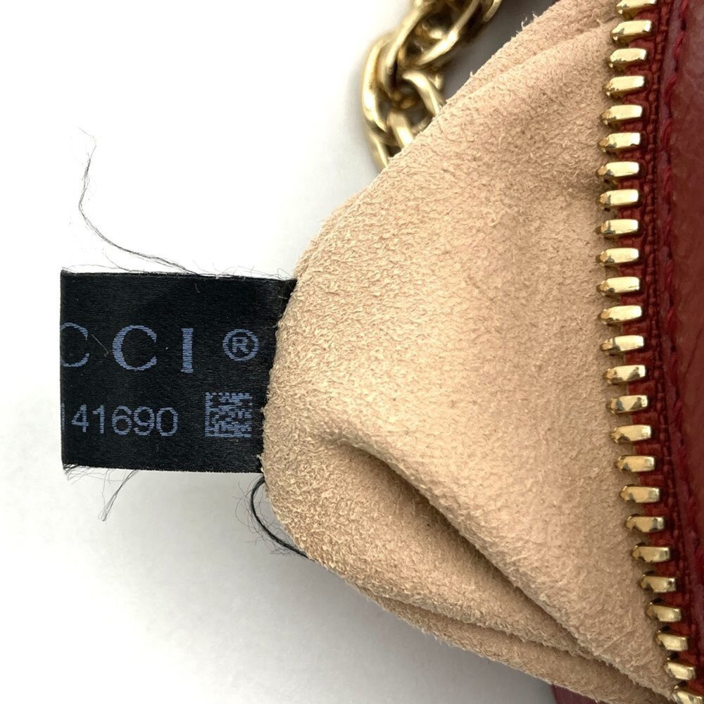 GUCCI Authentic Red Leather GG Marmont Shoulder Bag - Picture 11 of 13